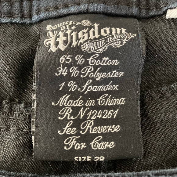Source of Wisdom Size 28 High Rise London Skinny Black Jeans Inseam 33 inches - Picture 9 of 10
